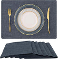 homing Cotton Linen Placemats Set of 6, Cloth Washable Farmhouse Dining Table Mats for Indoors & Outdoors, Easy to Clean, Charcoal, 13 x 19 Inch