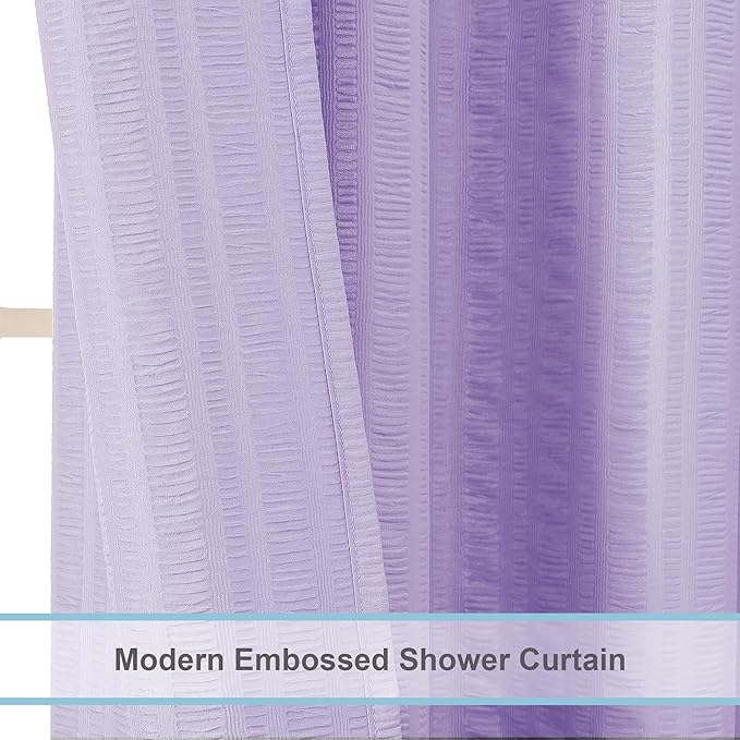 Aiyufeng Light Purple Shower Curtain for Bathroom, Embossed Textured Fabric Shower Curtain for Bathroom - Soft Cloth & Hotel Spa, Machine Washable, 72X84, Light Purple