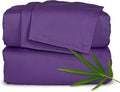 Pure Bamboo Queen Sheets, Genuine 100% Organic Viscose Derived from Bamboo Bed Sheet Set, Luxuriously Soft & Cooling, Double Stitching, 2 Year Quality Promise (Queen, Purple)