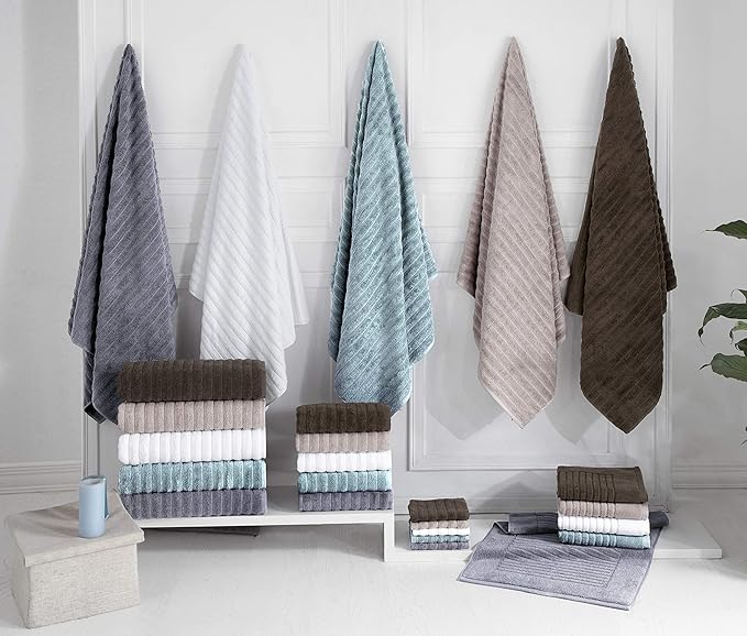Classic Turkish Towels CTT - 2 Piece Bathroom Rugs Set, 100% Cotton Bath Mats, Comfy & Highly Absorbent Bathroom Floor Mats, Machine Washable | 20"x32" (White)