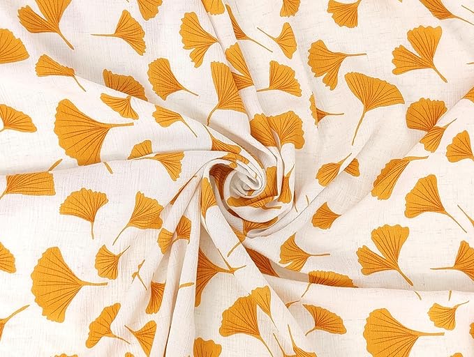 Linen Rayon Blend Fabric by The Linen Lab – Lightweight, Soft, Pre-Washed Material for Sewing, Clothing, Crafts & DIY (3 Yard pre Cut, Yellow Ginkgo with Subtle Wrinkle Effect)
