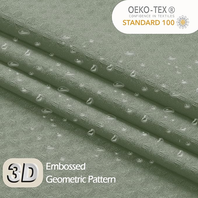 Ebesto Sage Green Long Shower Curtain 84 Inch Length 1 Piece, Embossed Textured Soft Fabric Bathroom Shower Curtain, Water Repellent Machine Washable Cloth Hotel Spa Bath Decor, 72Wx84L Inches