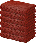 Kitinjoy 100% Cotton Waffle Weave Kitchen Towels, 6-Pack Super Soft and Absorbent Dish Towels for Drying Dishes, Kitchen Hand Towels, 13 in x 28 in, Rust