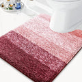Arotive Microfiber Bathroom Rugs, Shaggy Soft and Absorbent Contour Toilet Rugs, Non-Slip, Thick Plush Machine Washable Dry Bath Mats for Toilet Base, 24x20, Burgundy, U-Shape