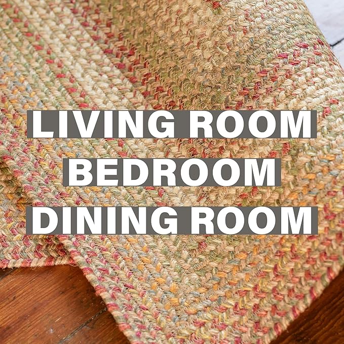 Homespice Harvest Jute Brown 6x9' Braided Rug for Living Room, Bedroom Rug and Dining Room. Pet Friendly. Decor Styles- Farmhouse Rug, Rustic, Vintage, Cottage, Primitive, Country, Boho Rug
