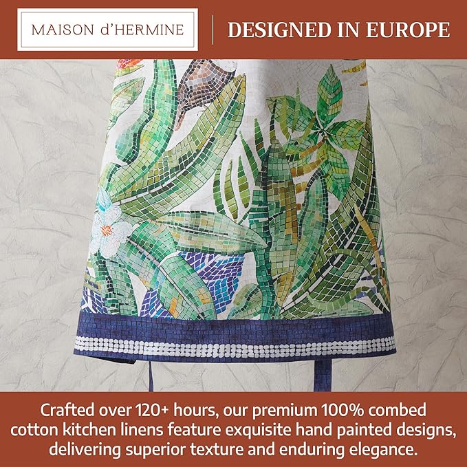 Maison d' Hermine 100% Cotton Apron for women with Pocket Kitchen Chef Apron for Men Cooking Gardening Server Waitress