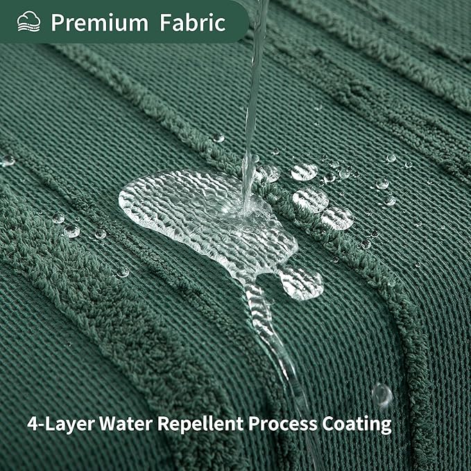 Lameirose Dark Green Shower Curtain Boho, Cotton Blend Waffle Shower Curtain Textured, Fabric Shower Curtains for Bathroom, Hotel, 72 x 72