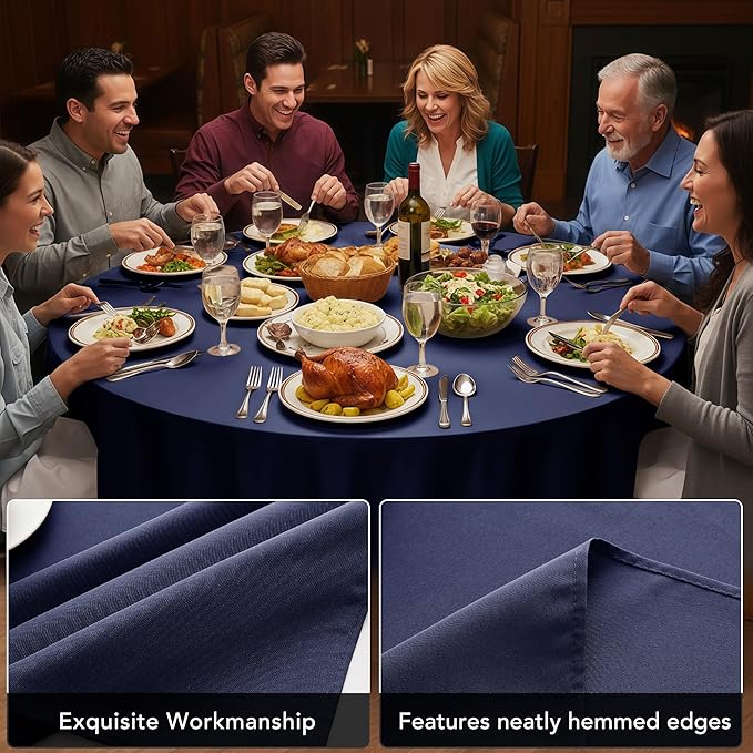 10-Pack Navy Blue Round Tablecloths, 70 Inches, Stain-Resistant Polyester for 3-4 Ft Round Tables - Washable Table Covers for Weddings, Banquets, Birthday Parties, Events