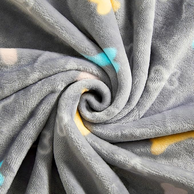 Allisandro Luxurious Dog Blanket, 350 GSM Super Fuzzy Microplush Fleece Pet Blankets for Small Medium Large Dogs and Cats, Grey Bone, 80 x 60 Inches