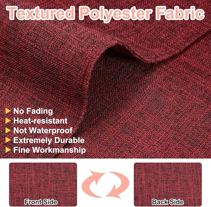 HARFINGTON 4pcs Linen Fabric Placemats 12" x 18" Polyester Rectangle Place Mats Machine Washable Heat Resistant Kitchen Table Mats for Outdoor Indoor Party Family Holiday, Wine Red
