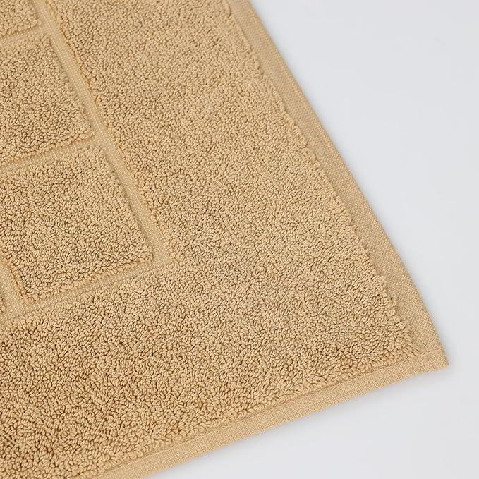 Superior 100% Cotton Bathmat Set, Bath Mats, Bathroom Decor, Shower, Bathtub Essentials, Home Accessories, Small Washable Rug, No Backing, Heavyweight, Nora Collection, Set of 2, 22" x 35", Latte