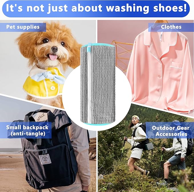 Xinambyh 2Pcs Reusable Shoe Washing Machine Bag for Washer and Dryer:Free Up Hands, Prevent Deformation,shoe bag with Zipper Protection Design, Use for all Shoes,Sports Shoes(Gray)