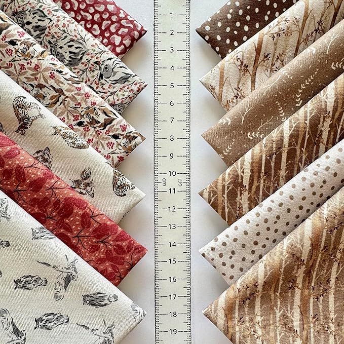 60-Piece Neutral Nature Patchwork Cotton Fabric Squares – 8×8 inch (20×20 cm), 100% Cotton 140 GSM, Pre-Cut Quilting Fabric Bundle, Made in Türkiye