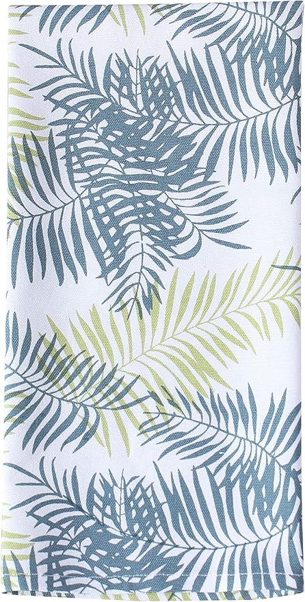 ACCENTHOME Cotton Multipurpose Kitchen Towel Set of 4 - Absorbent Bar & Tea Towels | Leaf Garden Print - 20x28