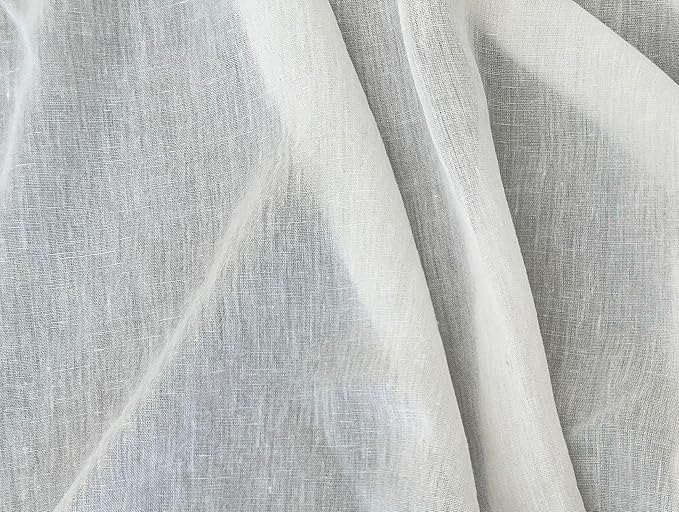 Linen Rayon Blend Fabric by The Linen Lab – Lightweight, Soft, Pre-Washed Material for Sewing, Clothing, Crafts & DIY (1 Yard pre Cut, White - Flat Gauze)