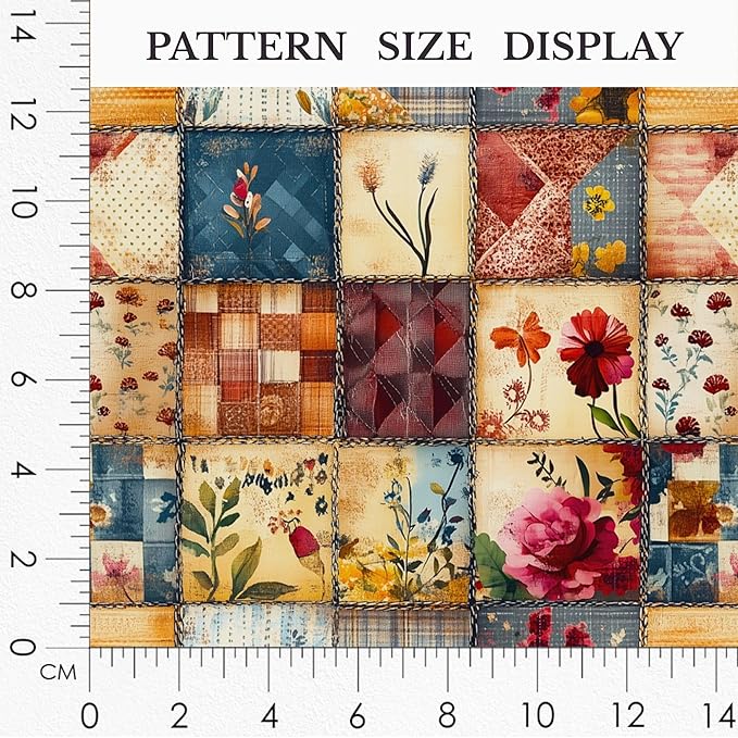 Autumn Meadow Patchwork Cotton Fabric – Premium Turkish Printed Cotton 140 GSM, Panel 61 x 36.6 Inches, Pre-Cut Quilting & Sewing Fabric Panel for Crafts, Home Decor & DIY Projects (USA Size)