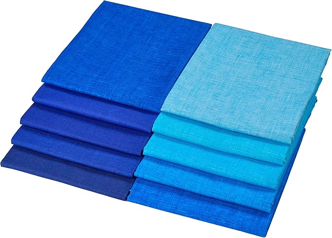 Craftido - 11 Options Solids with Tweed Tonals - Assorted Color Cotton Quilting Fabric Bundles 10pcs Fat Quarters 18"x21" - Medium Weight 5.2oz - for Quilting, Sewing and Crafts – Different Blues