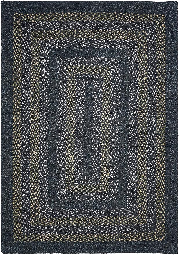 Traditional Jute Braided Rug, Rustic Country Décor for Kitchen, Living Room, Dining Room, Bedroom, Black Olive, 5'X7'