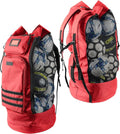 Fitdom Heavy Duty XL Soccer Mesh Equipment Ball Bag w/Adjustable Backpack Shoulder Strap Design for Coach. 2 Different Size Front Pockets for Sporting Accessories.