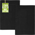 Utopia Towels Cotton Banded Rug, Bath Mats, Not a Bathroom Rug, 21 by 34 Inches, 100% Ring Spun Cotton, Highly Absorbent Shower Bathroom Floor Mat, Black, 2 Pack