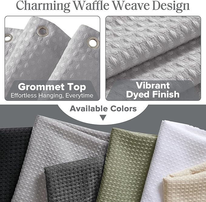 Madison Park Shower Curtain Waffle Weave, Vibrant Dyed, Waffle Shower Curtain 3M Scotchgard Moisture Management, Farmhouse Extra Long Shower Curtains for Bathroom, Extra Long: 72"x84" Grey