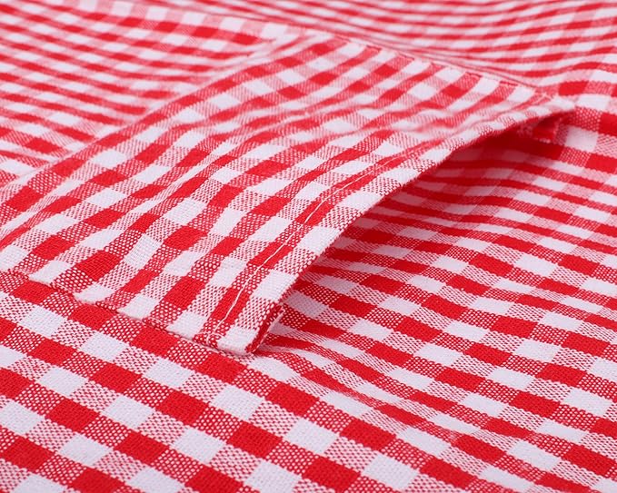 Jennice House Kids Aprons - Children's Artists Pure Cotton Gingham Apron With Pocket and Adjustable Neck Strap, Painting and Baby Chef Party Apron (Red, S)
