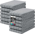 Homaxy Premium Cotton Kitchen Towels 16"x 28", Large Natural Ring Spun 390 GSM Dish Towels, Super Absorbent Terry Kitchen Hand Towels, Soft Tea Towels with Hanging Loop, Pure Grey Design, 12 Pack