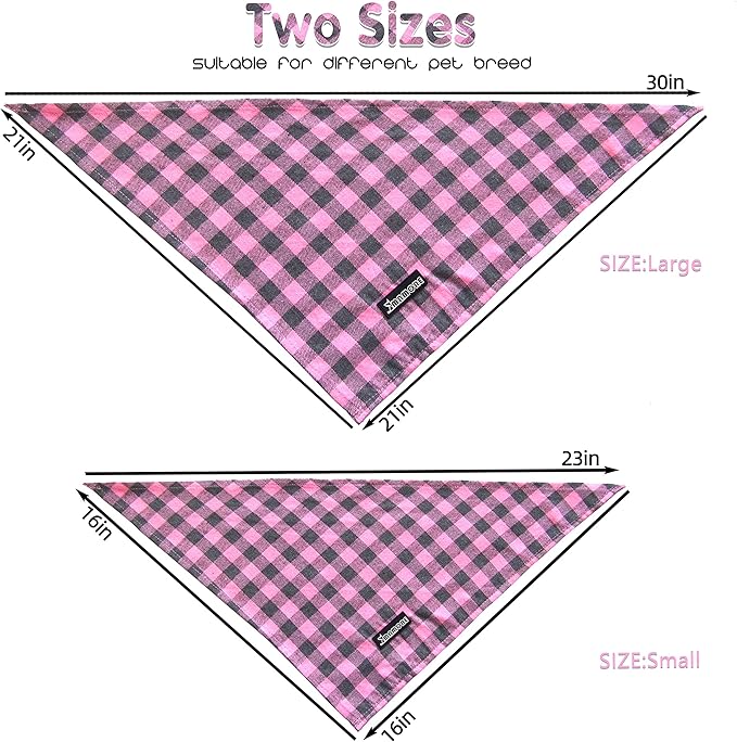 Adjustable Plaid Dog Bandanas,1PC Soft Washable Cotton Triangle Bib Kerchief Scarfs for Small Medium Large Dogs and Cats (Square Yellow, Large)