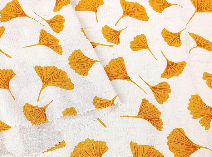 Linen Rayon Blend Fabric by The Linen Lab – Lightweight, Soft, Pre-Washed Material for Sewing, Clothing, Crafts & DIY (3 Yard pre Cut, Yellow Ginkgo with Subtle Wrinkle Effect)