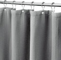 MISS SELECTEX Fabirc Shower Curtain for Bathroom, 230GSM Matt Waffle Water Repellent Durable Fabric Spa Hotel Shower Curtain, Machine Washable Cloth Shower Curtain(72Wx96H,Grey)