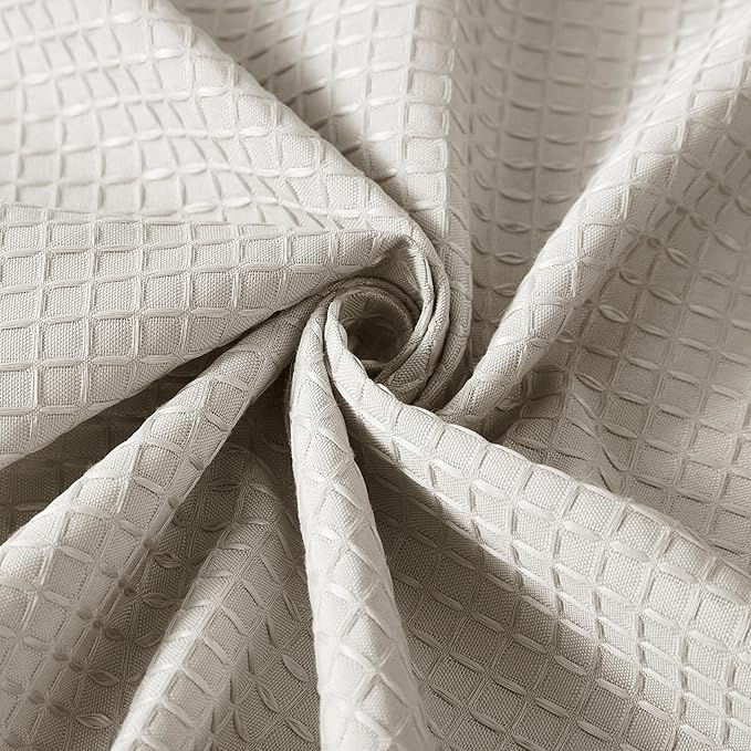 Indecor Home Luxury Waffle Weave Heavy Weight CVC Poly Cotton Blended Fabric Shower Curtain Elegant Hotel Style Fabric for Bathroom, Water Repellent, Machine Washable Taupe Waffle