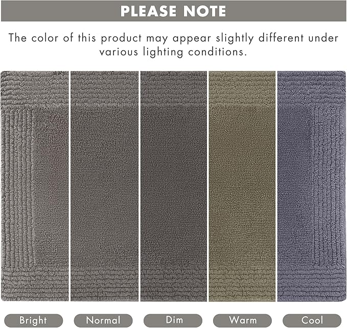 Madison Park Splendor Reversible 100% Cotton Tufted Bathroom Rug-3000 GSM Hotel Quality Luxurious Plush Medium Pile Bath Mat Absorbent, Quick Dry, Shower Room Décor, 24x72, Charcoal