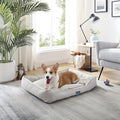 Sam's Pets Arlo Orthopedic Brown Plaid Dog Bed with Soft Fabric, Easy Cleaning, Non-Slip Grip, Modern Design, Large
