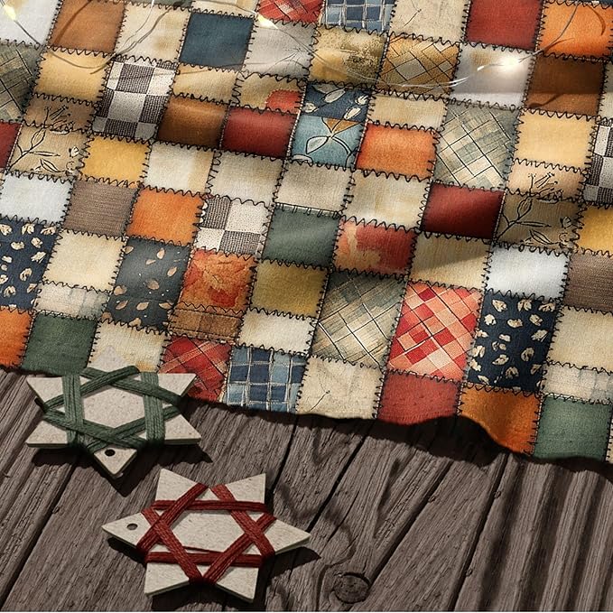 Vintage Patchwork Quilting Fabric Panel – 100% Cotton, 140 GSM, Pre-Cut 61 x 36.6 Inches – Premium Sewing Fabric for Quilts, Pillows, Bags, Baby Items & Crafts – Made in Turkey