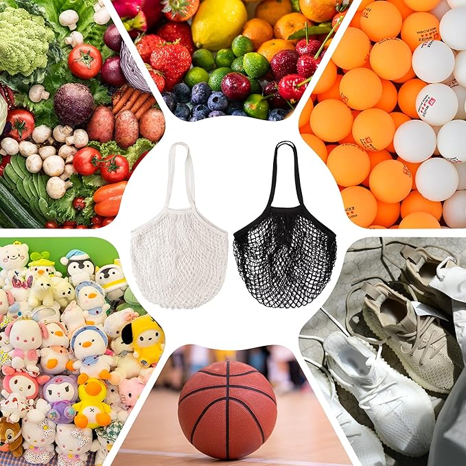 DRWSSR 2pcs Fashion Storage Mesh Bag Reusable Fruit Mesh Bag Shopping Mesh Bag Pure Cotton Portable Mesh Bag Shopping Bag