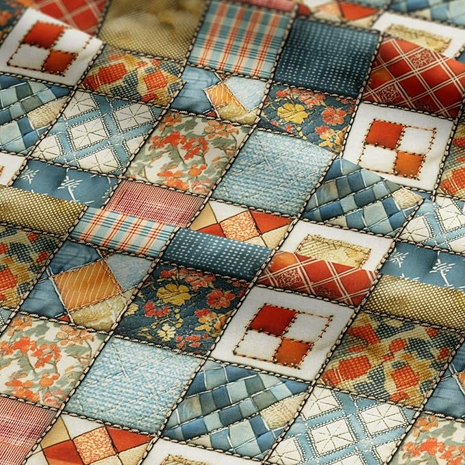Vintage Floral Patchwork Cotton Fabric – Premium Turkish Printed Cotton 140 GSM, Pre-Cut 61 x 36.6 Inches, Quilting & Sewing Fabric for Crafts, Home Decor & DIY Projects