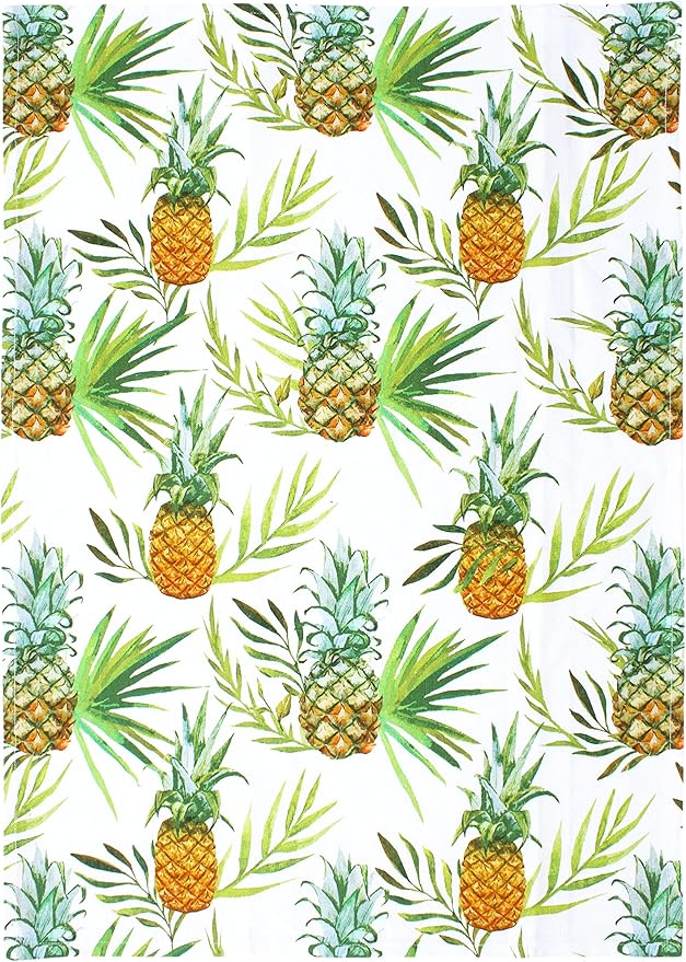 ACCENTHOME Kitchen Towels Set of 4 Super Absorbent Durable Towels Perfect for Kitchen Mess & Drying Dishes 50x70 cm Stripe & Check Pattern Pineapple Print