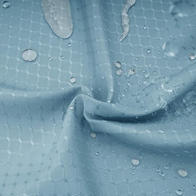 AooHome Extra Long 75 Inch Shower Curtain, Fabric Bathroom Curtain Waffle Weave Plaid Design with Hooks, Weighted Hem, Heavy Duty, Water Repellent, Light Blue
