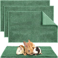 Amylove 4 Pcs Guinea Pig Cage Liner Guinea Pig Bedding Dog Door Mat for Muddy Pet Paws Washable Chenille Pee Pads Small Animal Sleeping Bed for Bunny Hamster(16 x 24 Inch,Rectangular,Dark Green)