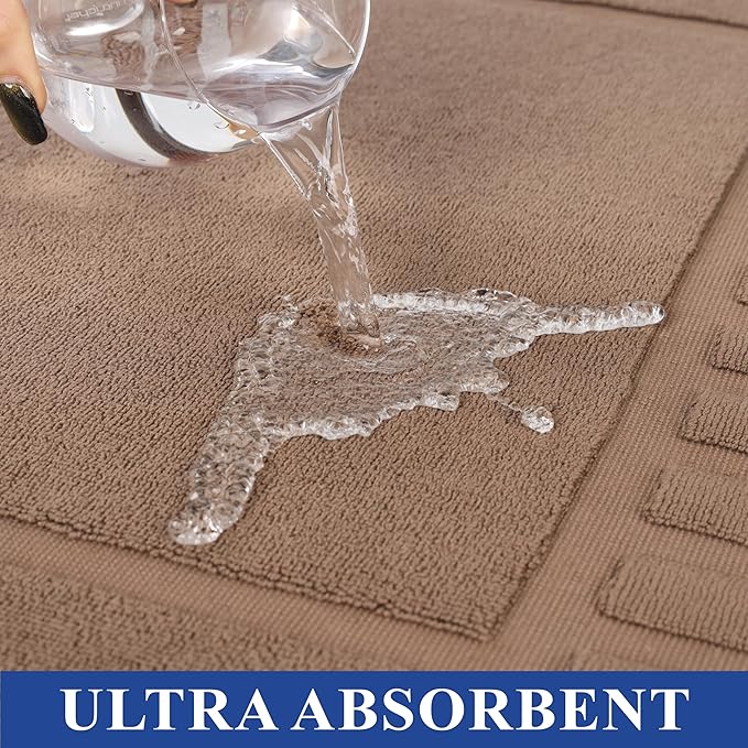 Superior 100% Cotton Bathmat Set, Bath Mat, Bathroom Decor, Shower, Bathtub Essentials, Home Accessories, Washable Rug, Absorbent, Quick Dry, Leo Collection, Set of 2, 22" x 35", Coffee