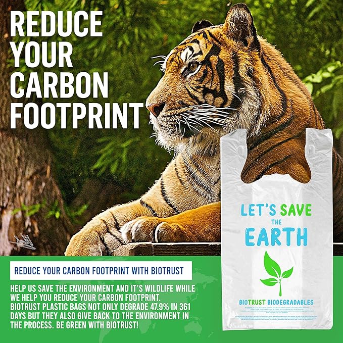 Biodegradable Thank You Bags | 1000 Count - Bulk | Extra Thick, Strong, Recyclable, & Reusable | 100% Biodegradable Shopping Bags, Grocery/Restaurant/Supermarket | 12" x 6.5" x 22" | Made in USA