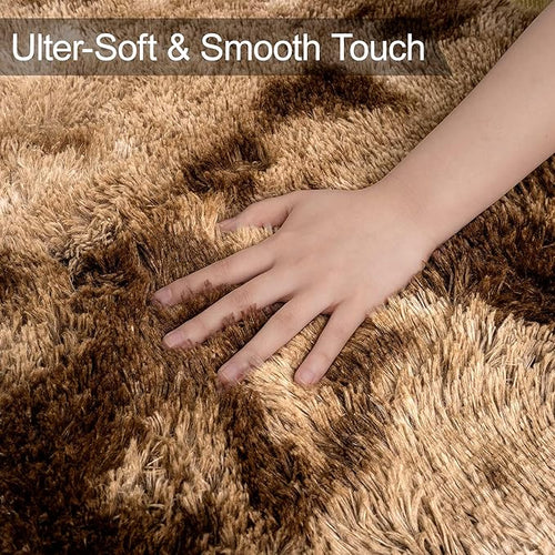 2x6 ft Soft Brown Runner Rugs for Bedroom Living Room Plush Fluffy Rug Shag Rug Carpet Non Slip Washable for Nursery Dorm Fuzzy Bedside Rug Runner for Kids Girls Room Home Decor