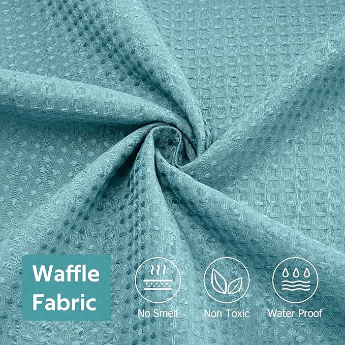 Vipfree 3 in 1 Shower Curtain Set, Waffle Shower Curtain and Liner Set with 12 Double Sided Shower Curtain Hooks, 258GSM Luxury Weighted Cloth Shower Curtains for Bathroom, 72 W x 72 H, Teal