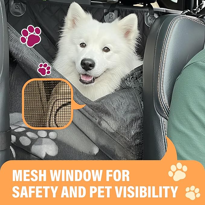 Active Pets Dog Car Seat Cover for Back Seat, Waterproof Pet Protection Hammock, SUV Truck Car Backseat Protector with Safety Features, XL, Orange