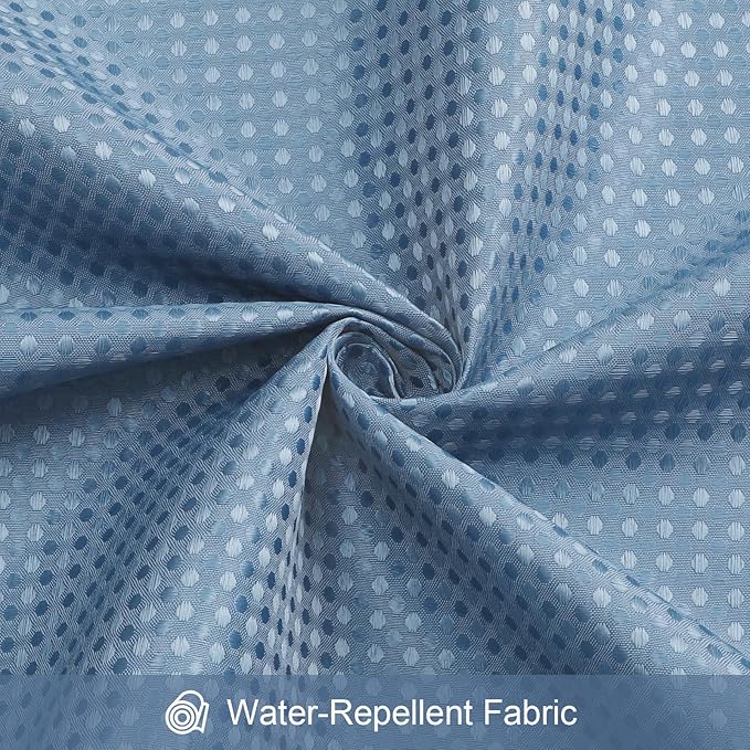 Craidlela 3 in 1 Extra Long Moonlight Blue Shower Curtain Set-72 W x 84 H, Modern Waffle and PEVA Liner Set with 12 Stainless Steel Hooks, Waterproof Fabric for Bathroom