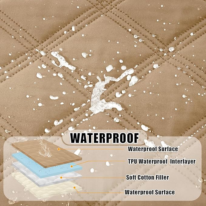 Smiry Waterproof Dog Bed Cover Blanket 82x102, Soft Reversible Pet Blanket, Washable Leakproof Cats Dogs Couch Cover for Sofa, Couch, Furniture, Lattice, Camel/Beige