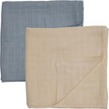 Huxie Swaddle - 100% Organic Cotton - Muslin Swaddle Blankets for Newborn, 47" x 47" 2-Pack (Fog/Tradewinds)