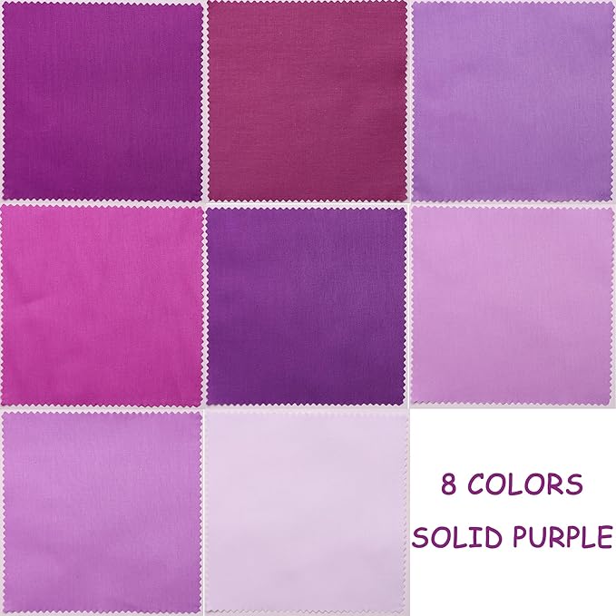 Hanjunzhao 40Pcs Layer Cakes 10 inch Squares for Quilting - Layer Cake Fabric for Quilting 10 inch - Pre-Cuts 10" Squares Fabric Bundles for Sewing, Patchwork, and DIY Crafts - Solid Purple