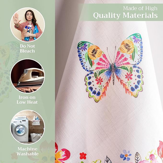 Maison d' Hermine Kitchen Towels Set of 3 100% Cotton 27.50" x 20" Reusable Cloth Tea Dish Towels Absorbent with Hanging Loop for Kitchen, Cocktail Parties Spring/Summer (Happy Florals - High Summer)