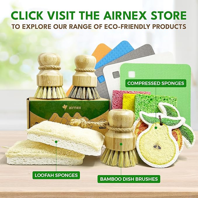 AIRNEX 5 Pack Cellulose Swedish Dishcloths for Kitchen - Eco-Concious Reusable Dish Towels & Cloths - Super Absorbent, Odor Resistant and Fast Drying Wash Cloths for Dishes & Surfaces